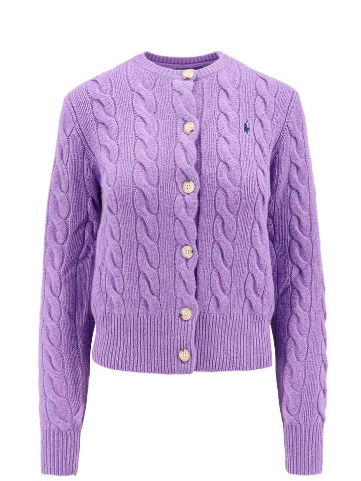 Responsible wool and cashmere cardigan with embroidered logo