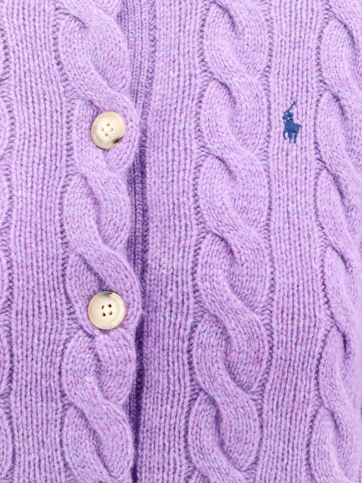 Responsible wool and cashmere cardigan with embroidered logo