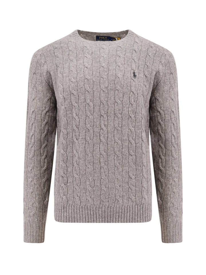 Wool and cashmere sweater with embroidered logo