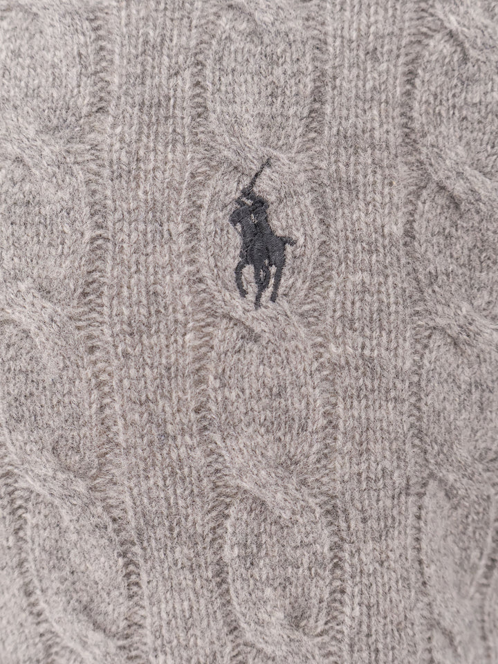 Wool and cashmere sweater with embroidered logo