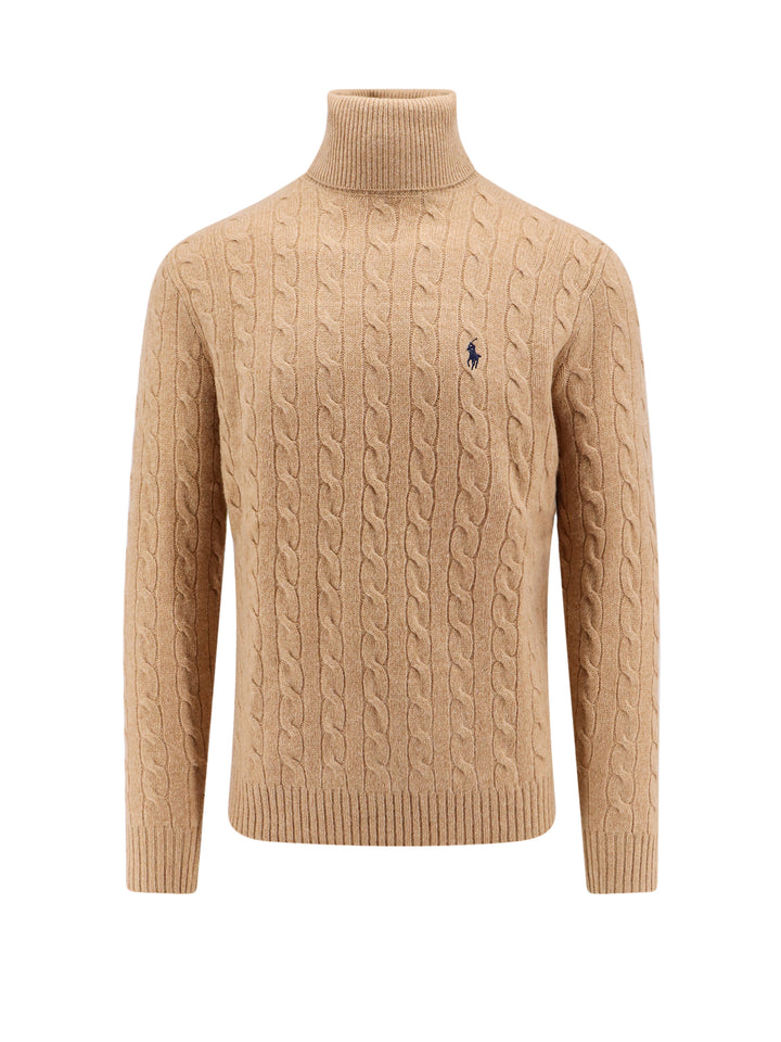 Wool and cashmere sweater with frontal logo