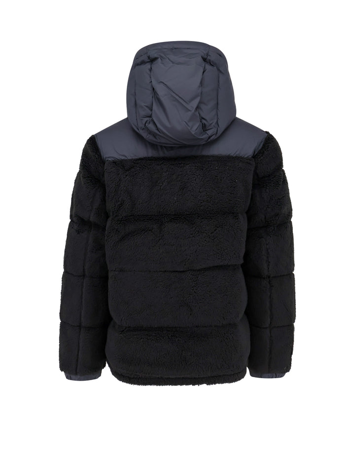 Padded and quilted recycled nylon and eco shearling jacket