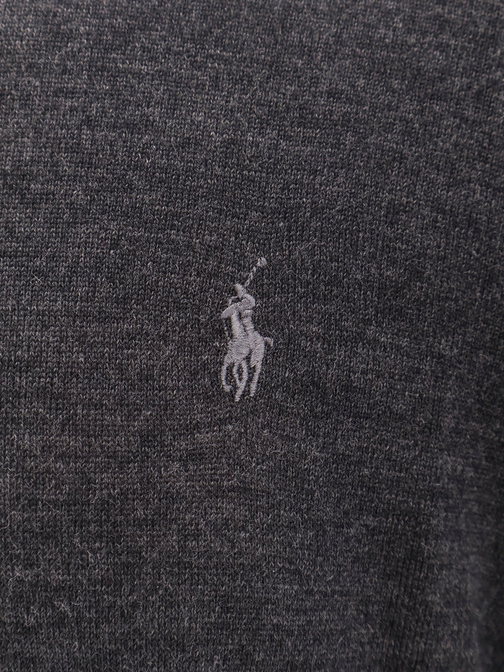 Wool sweater with iconic embroidered pony