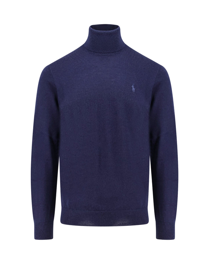 Wool sweater with iconic embroidered logo