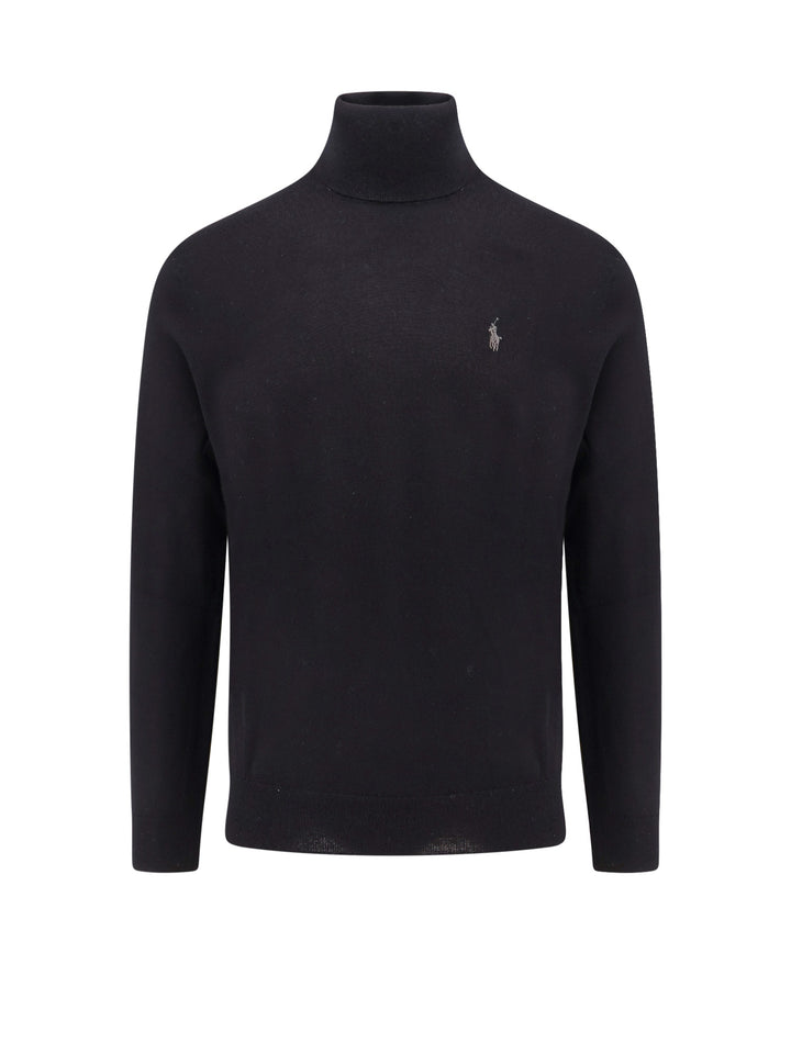 Wool sweater with iconic embroidered logo