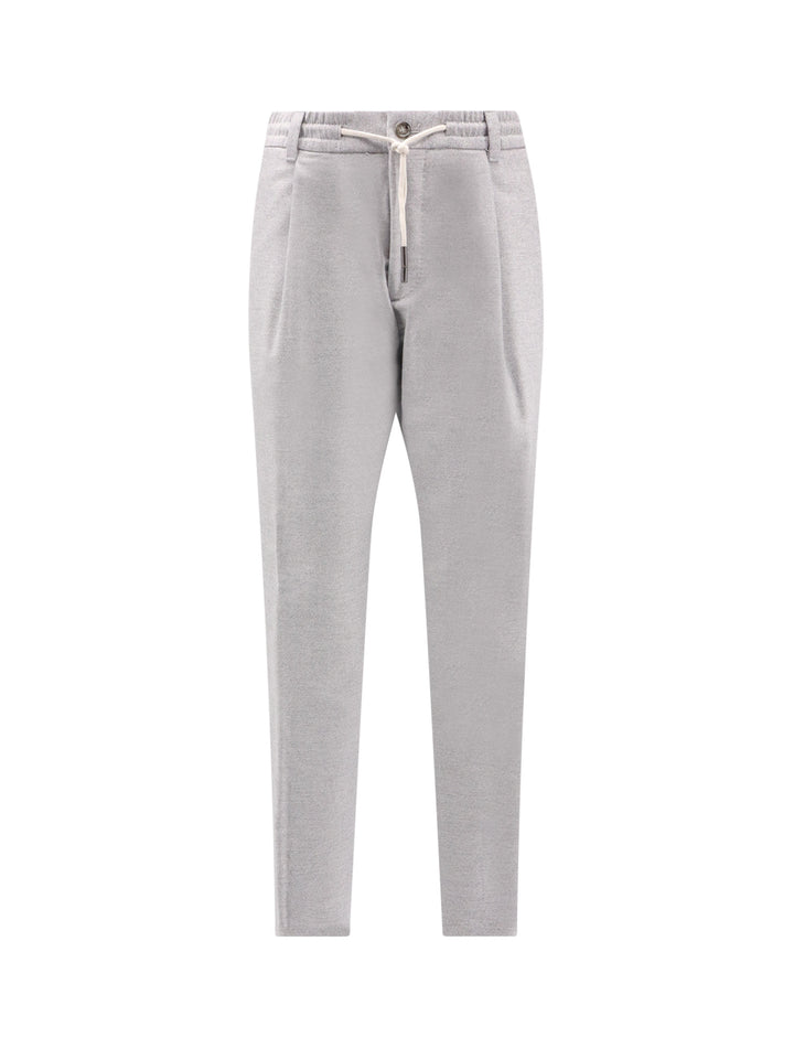 Cotton and cashmere trouser with strech band and drawstring at waist