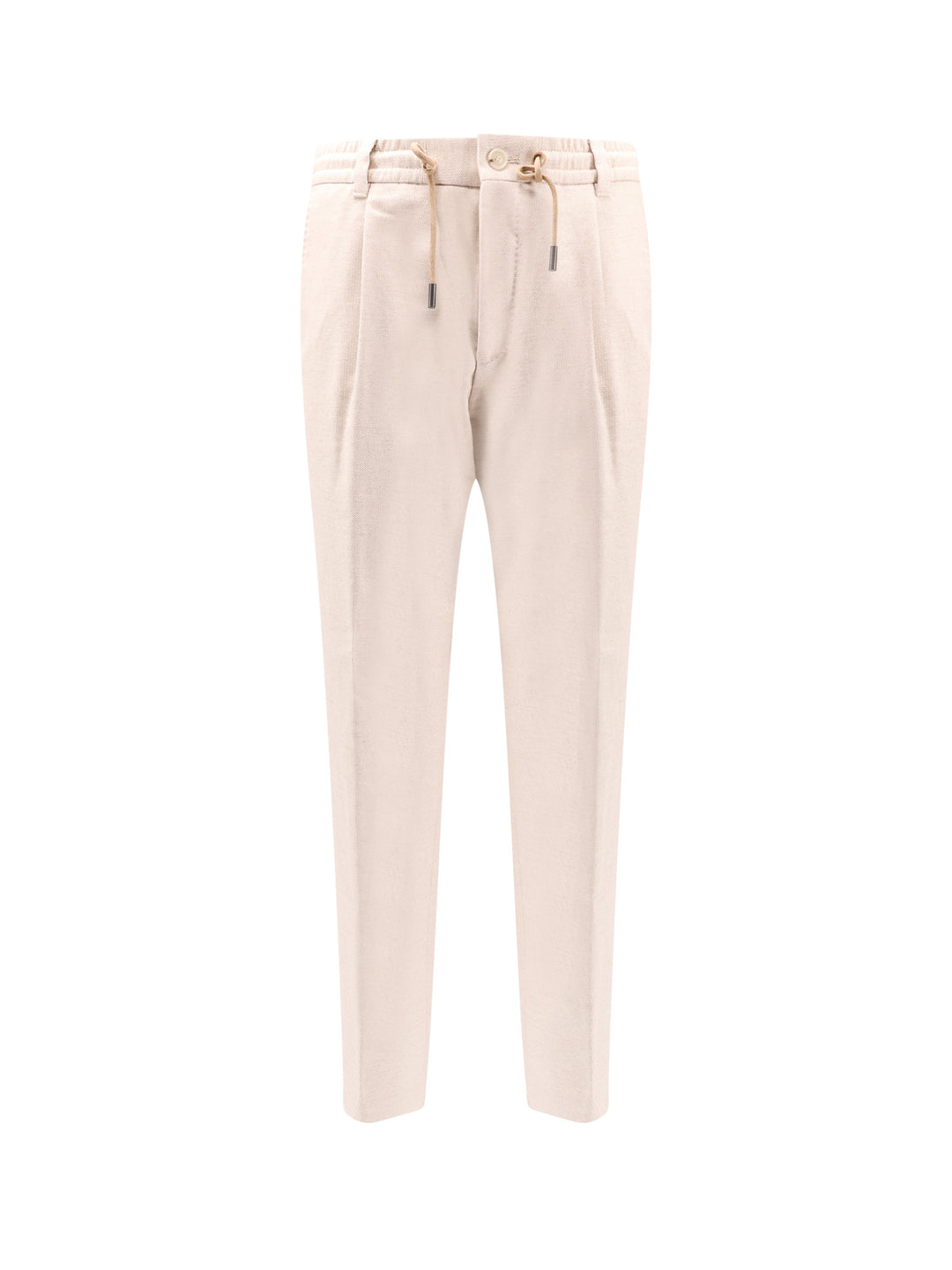 Cotton and cashmere trouser with strech band and drawstring at waist