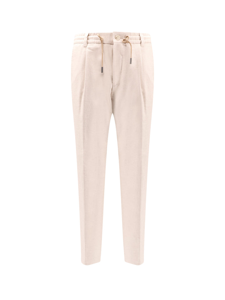 Cotton and cashmere trouser with strech band and drawstring at waist