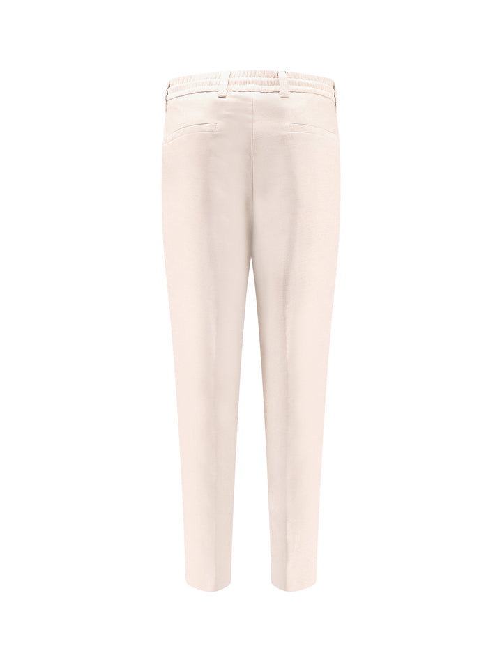 Cotton and cashmere trouser with strech band and drawstring at waist