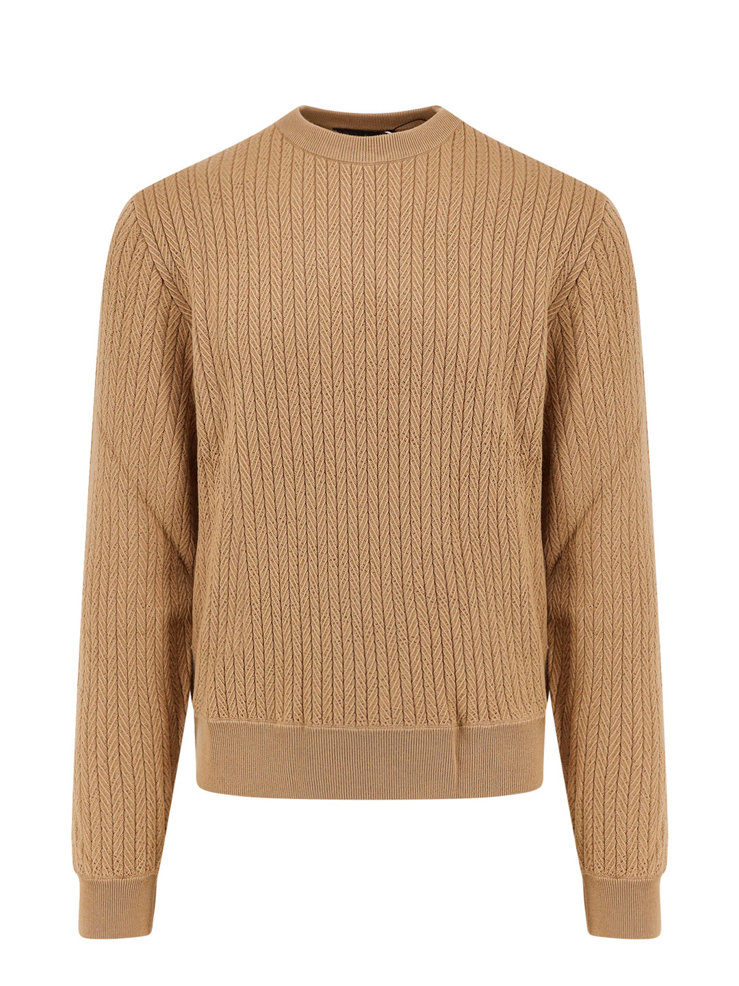 Wool blend sweater with embossed processing