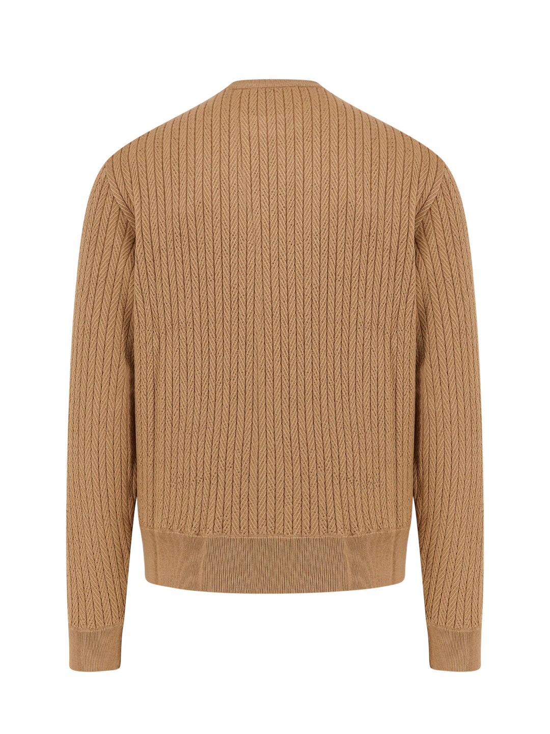 Wool blend sweater with embossed processing