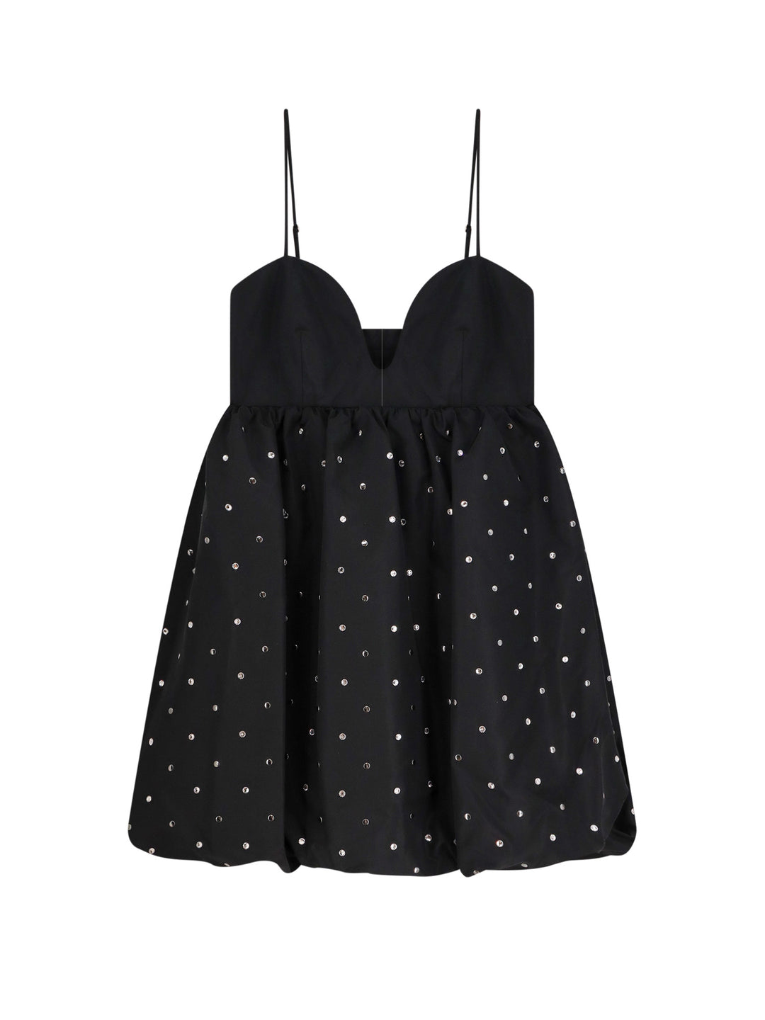 Taffetà dress with studs and rhinestones