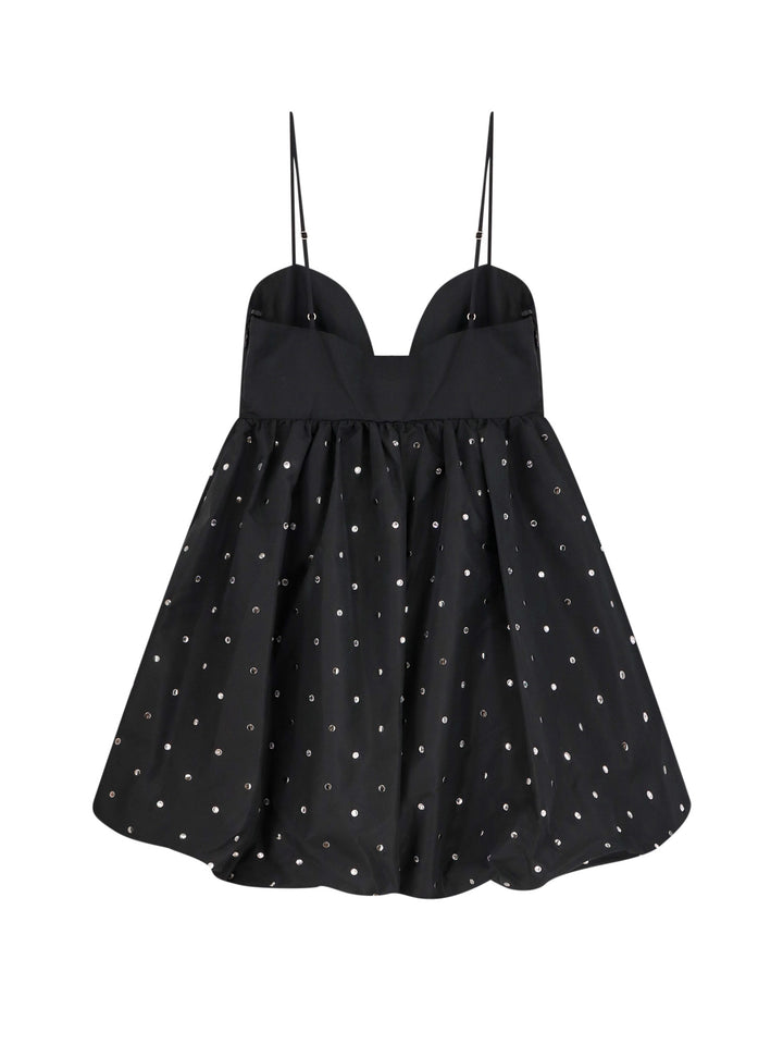 Taffetà dress with studs and rhinestones