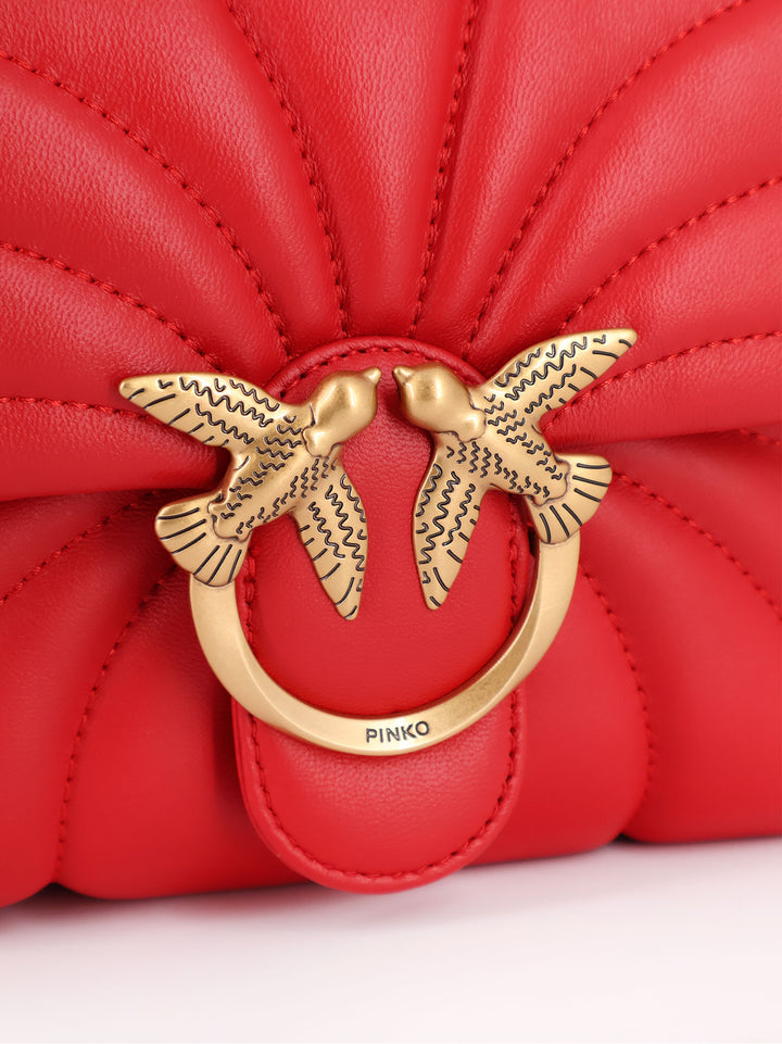 Matelassé leather shoulder bag with Love Birds buckle