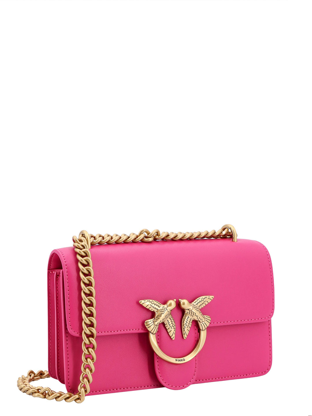 Leather shoulder bag with Love Birds Diamond Cut buckle