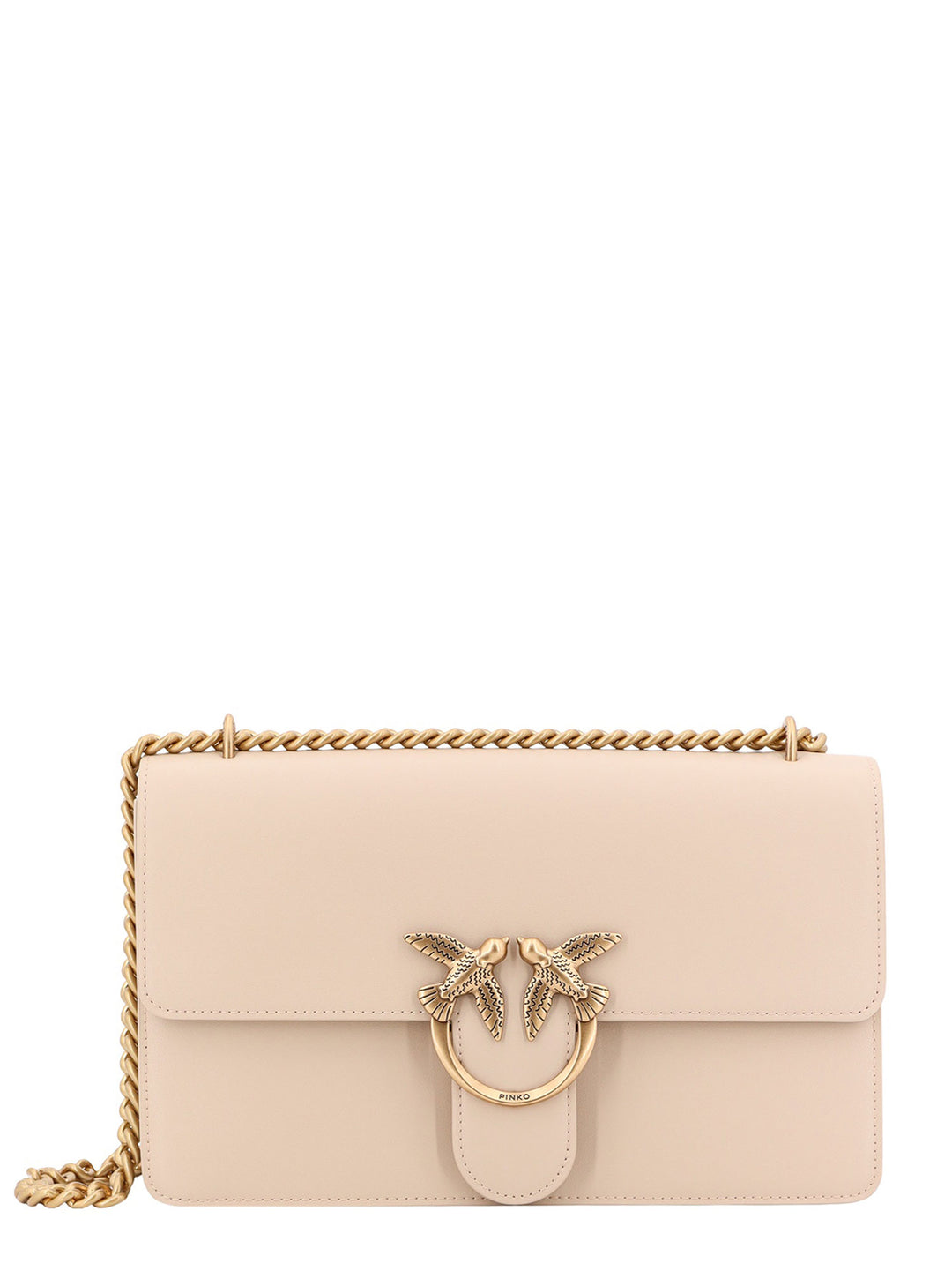 Leather shoulder bag with Love Birds Diamond Cut buckle