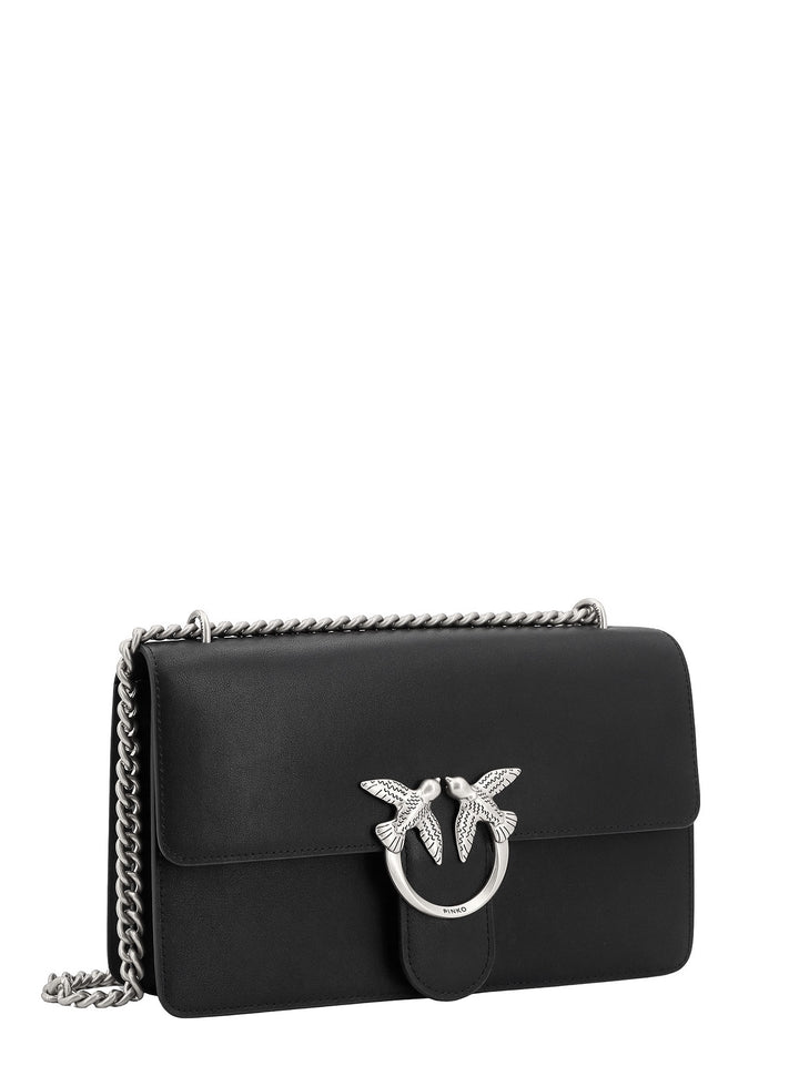 Leather shoulder bag with Love Birds Diamond Cut buckle