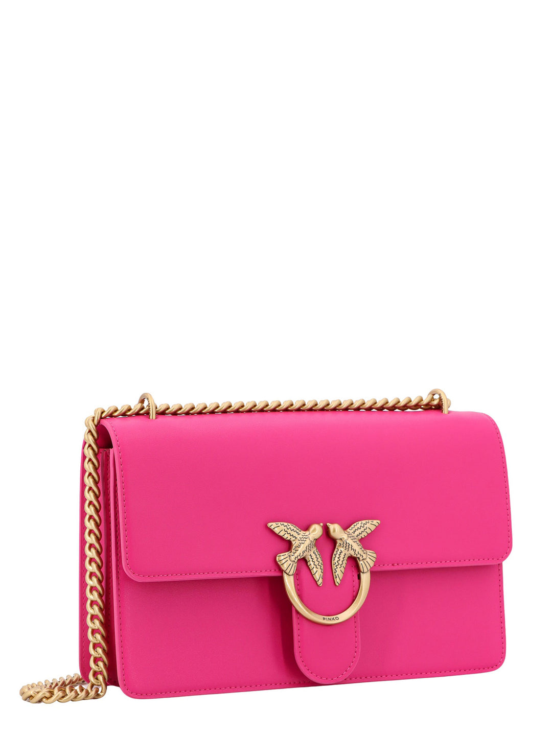 Leather shoulder bag with Love Birds Diamond Cut buckle