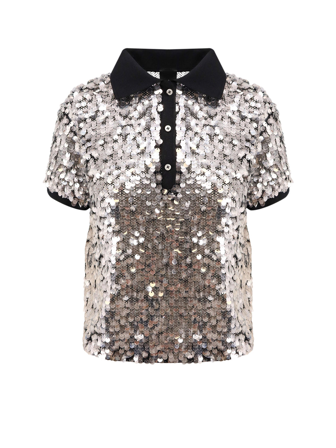 Polo shirt with all-over sequins