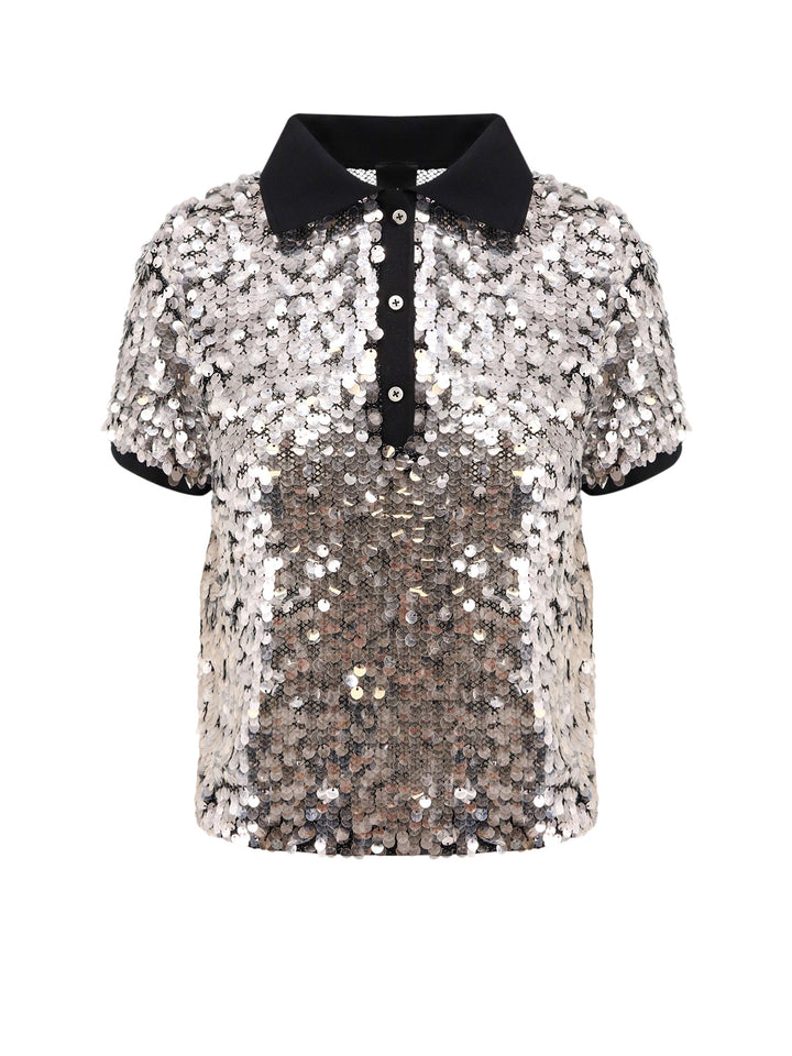 Polo shirt with all-over sequins