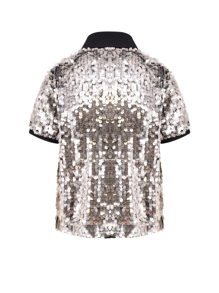 Polo shirt with all-over sequins