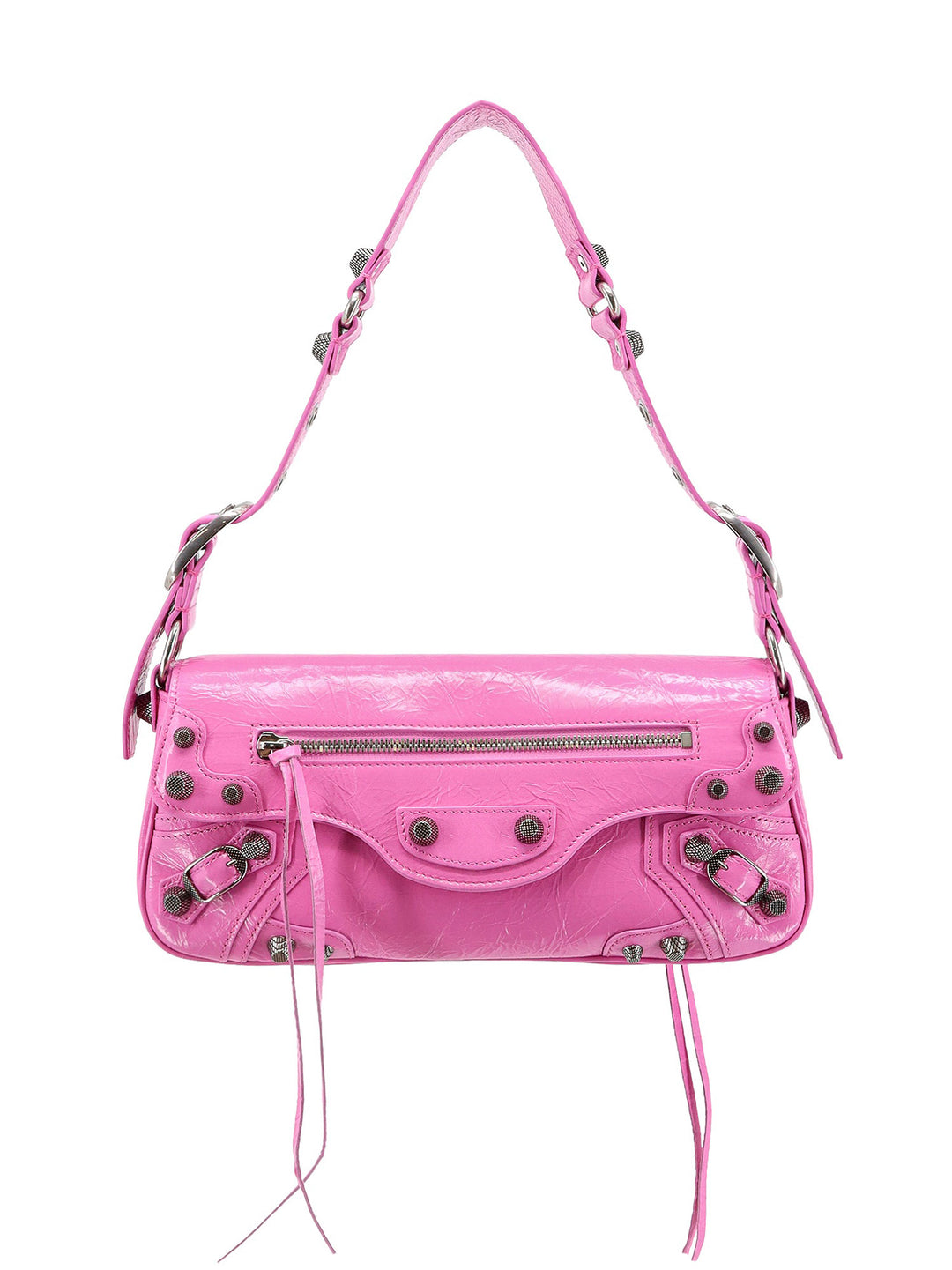 Leather shoulder bag with metal details