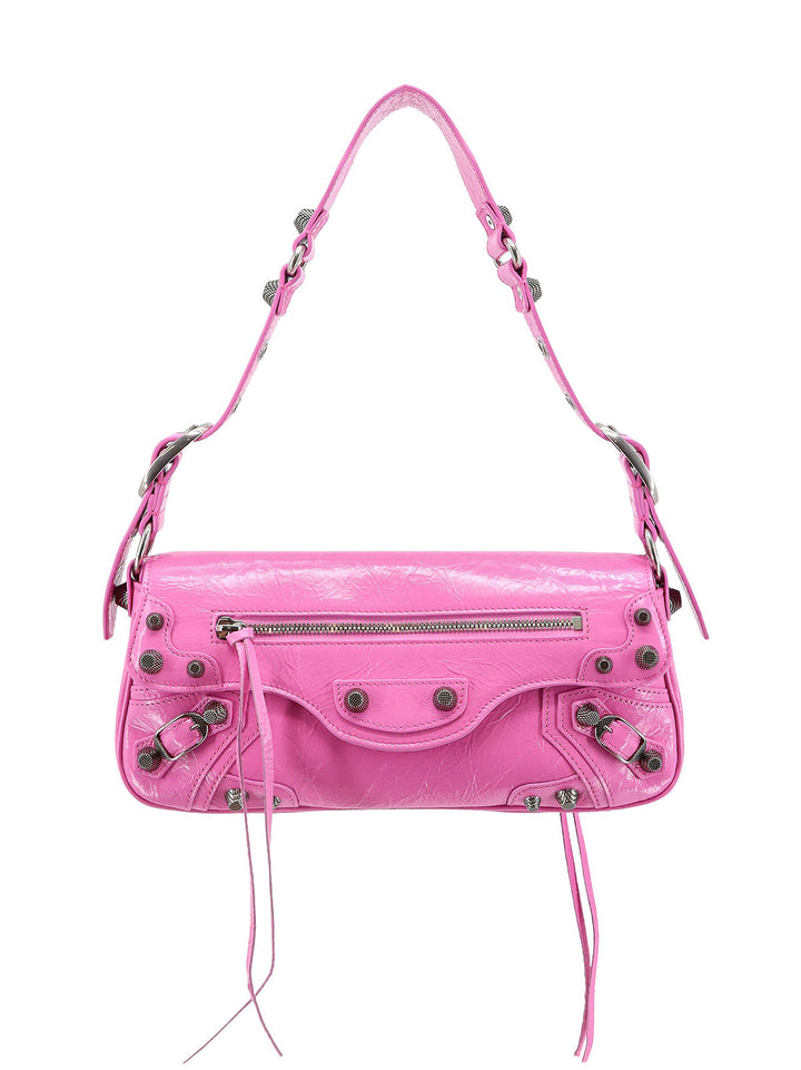 Leather shoulder bag with metal details