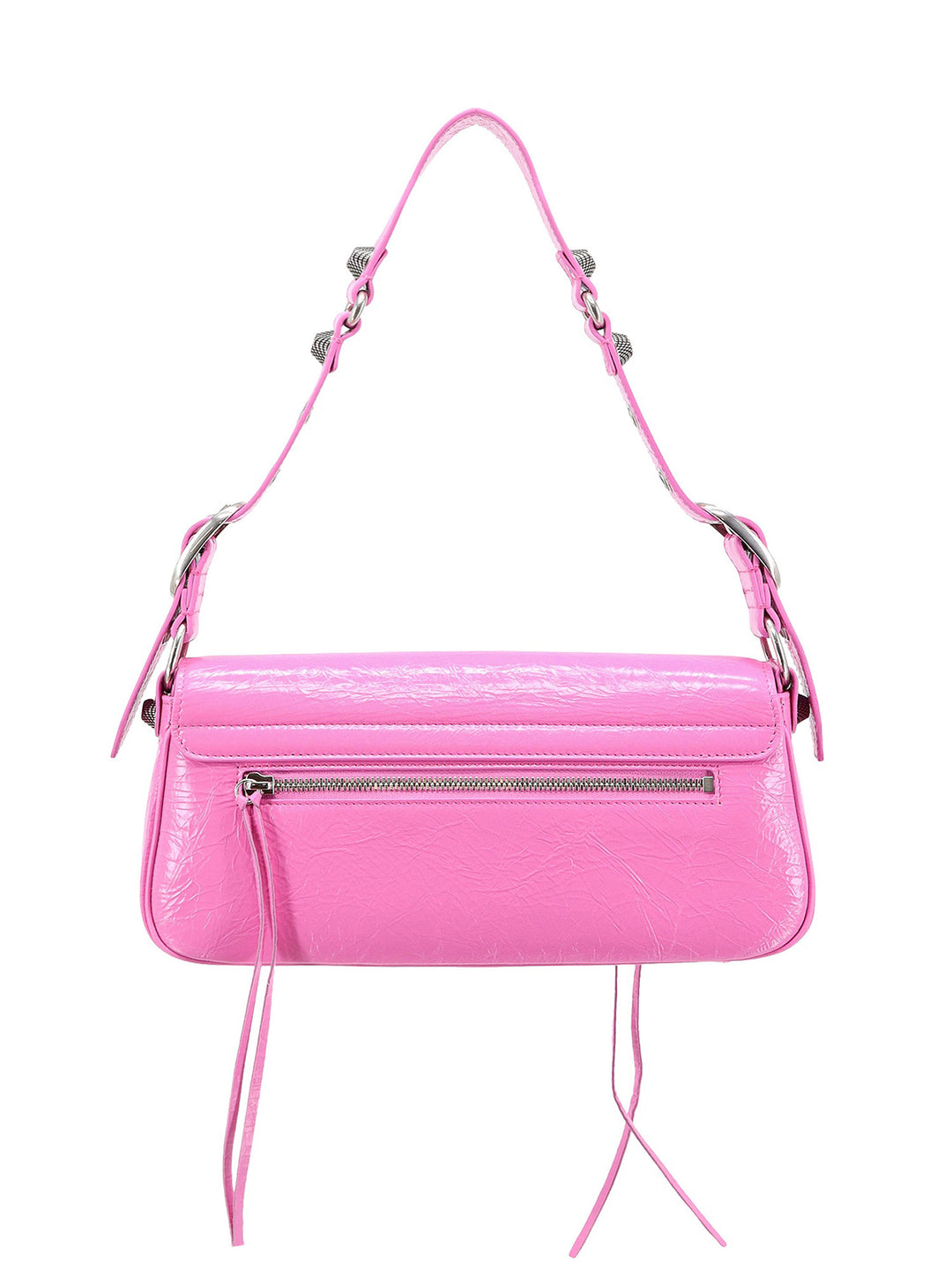 Leather shoulder bag with metal details