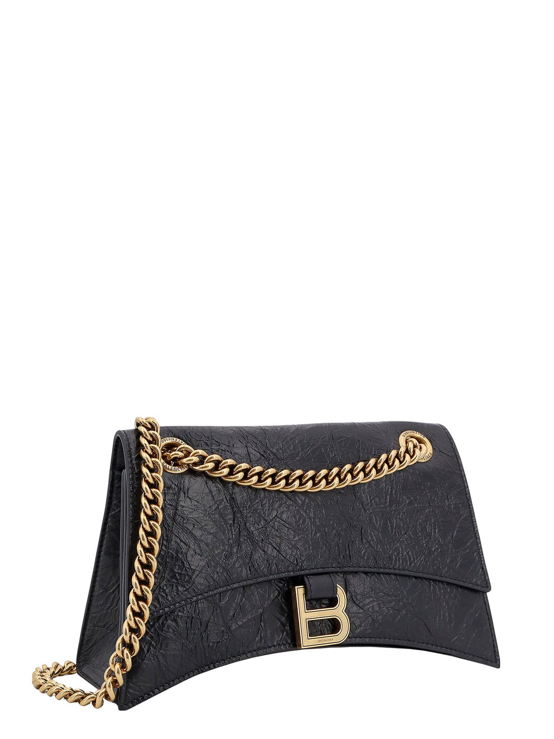 Leather shoulder bag with frontal monogram