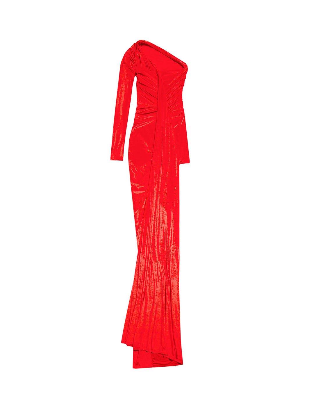 Asymmetric velvet jersey  long dress