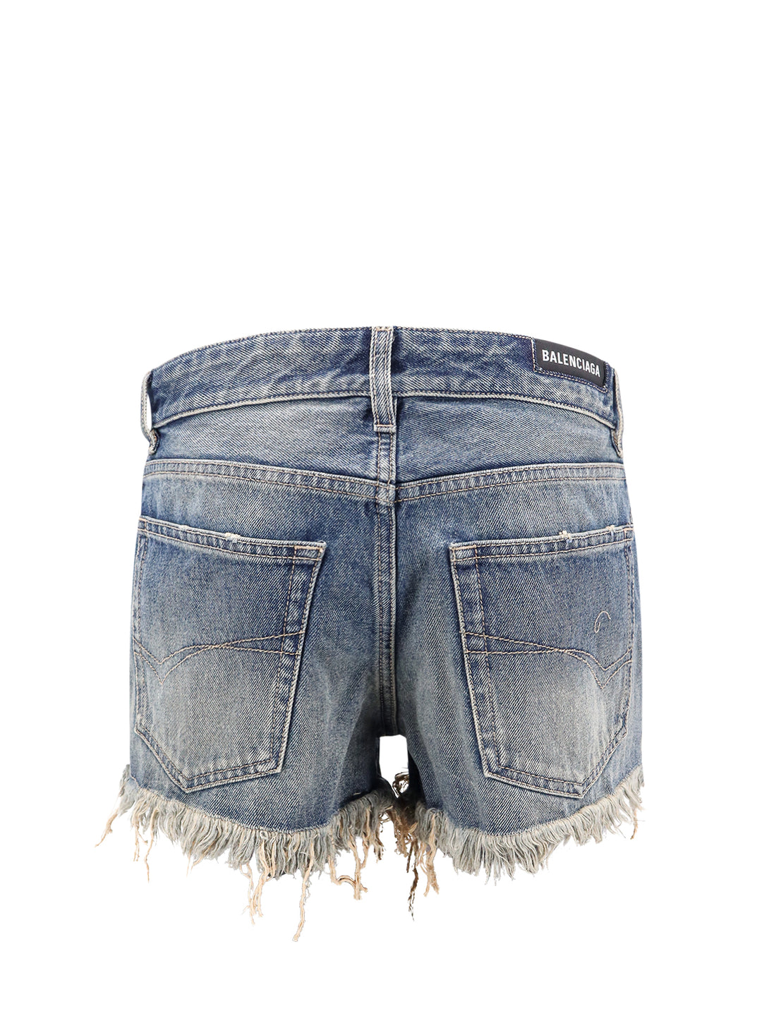 Denim shorts with back logo patch