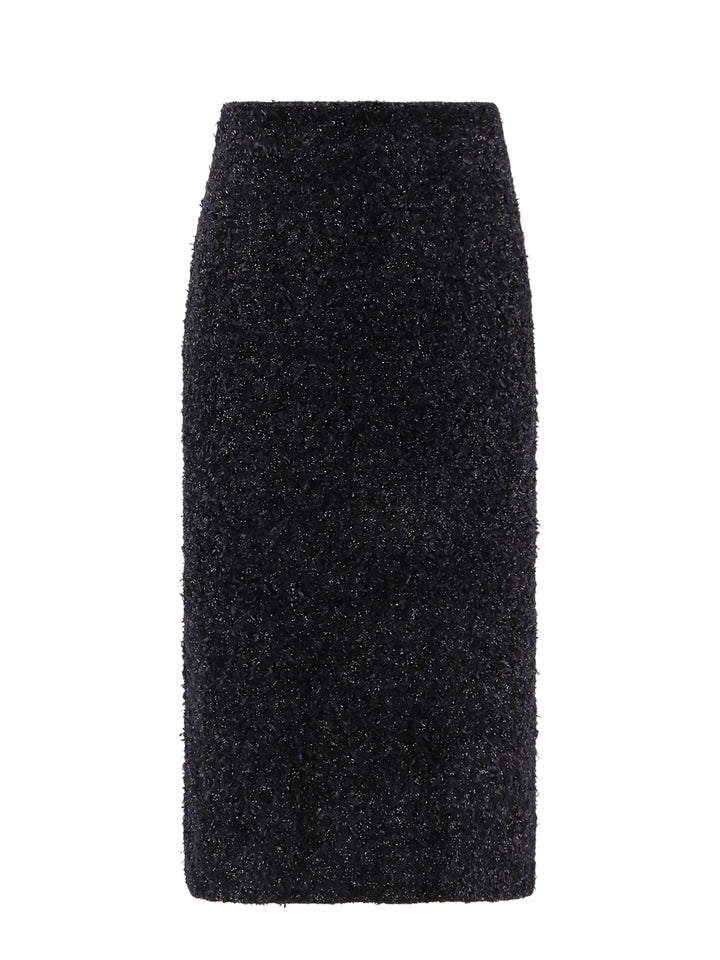 Cotton tweed knitted  midi skirt