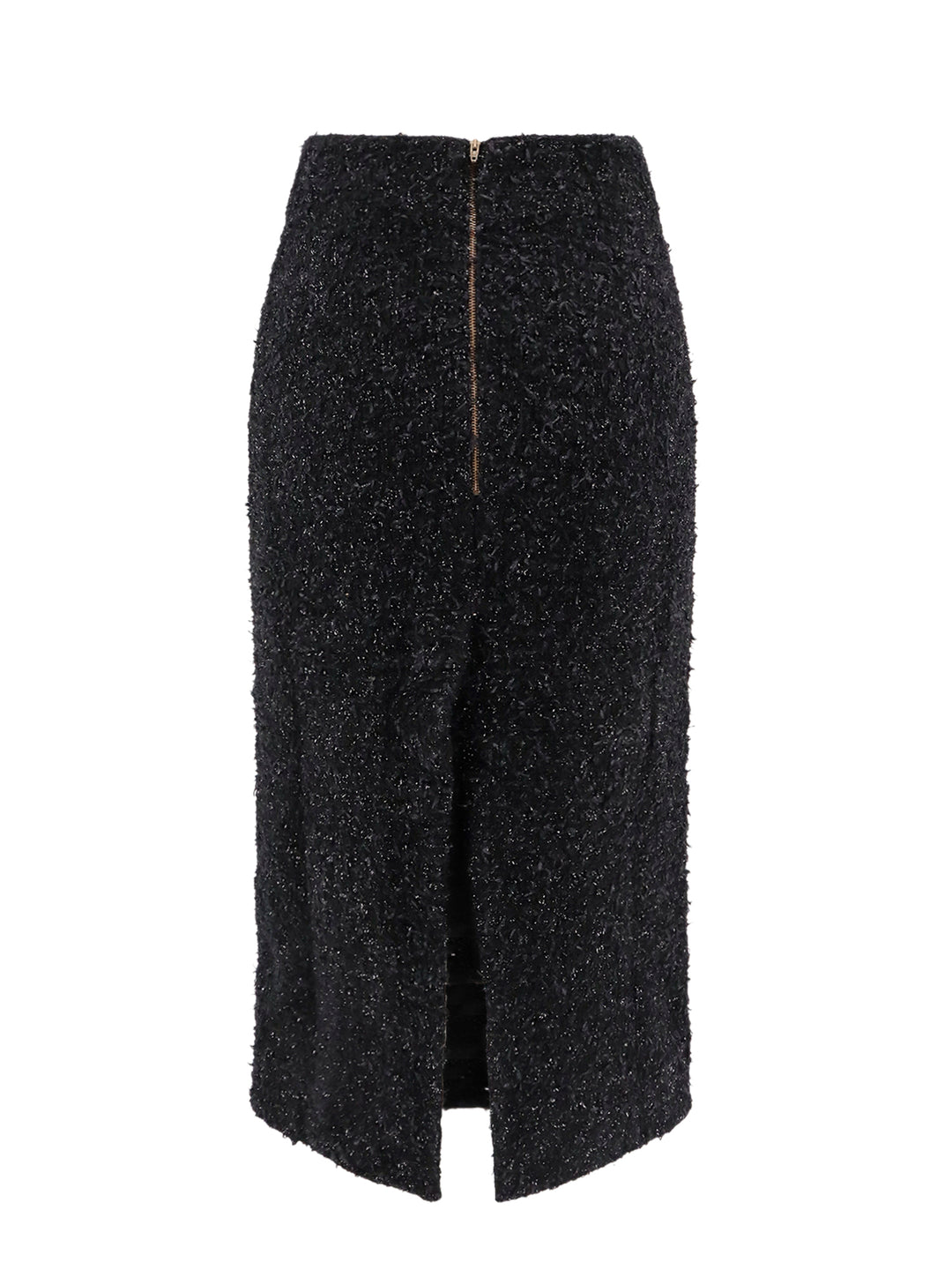 Cotton tweed knitted  midi skirt