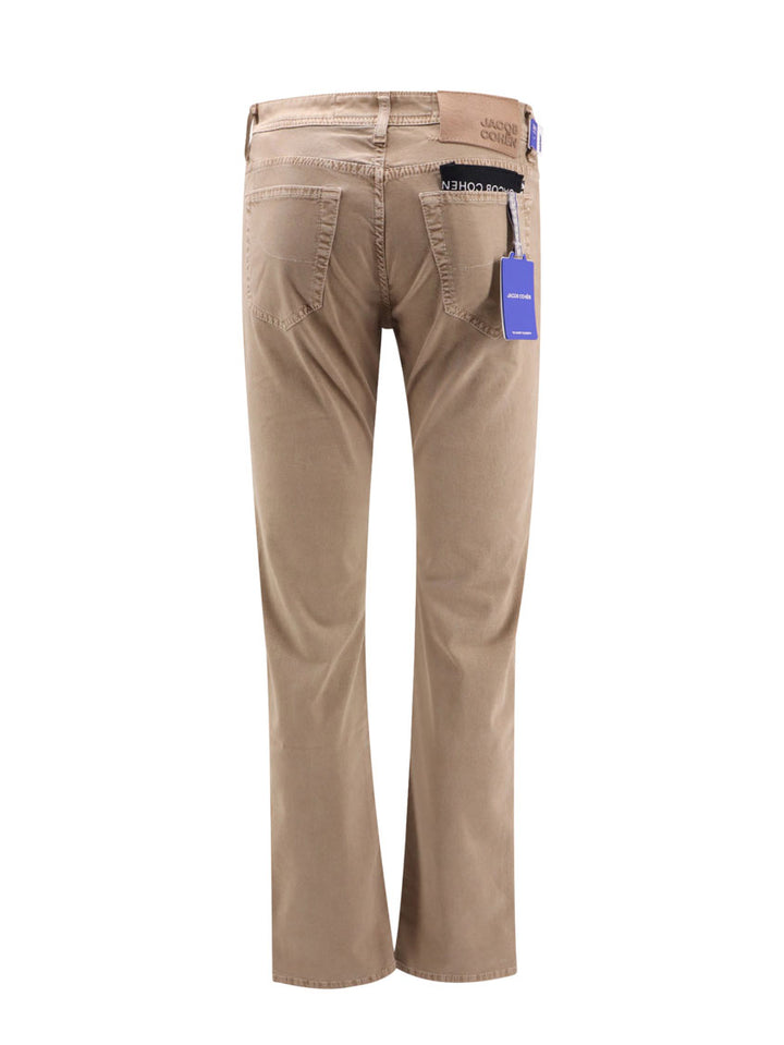 Regular slim fit cotton trouser with back pony-skin patch