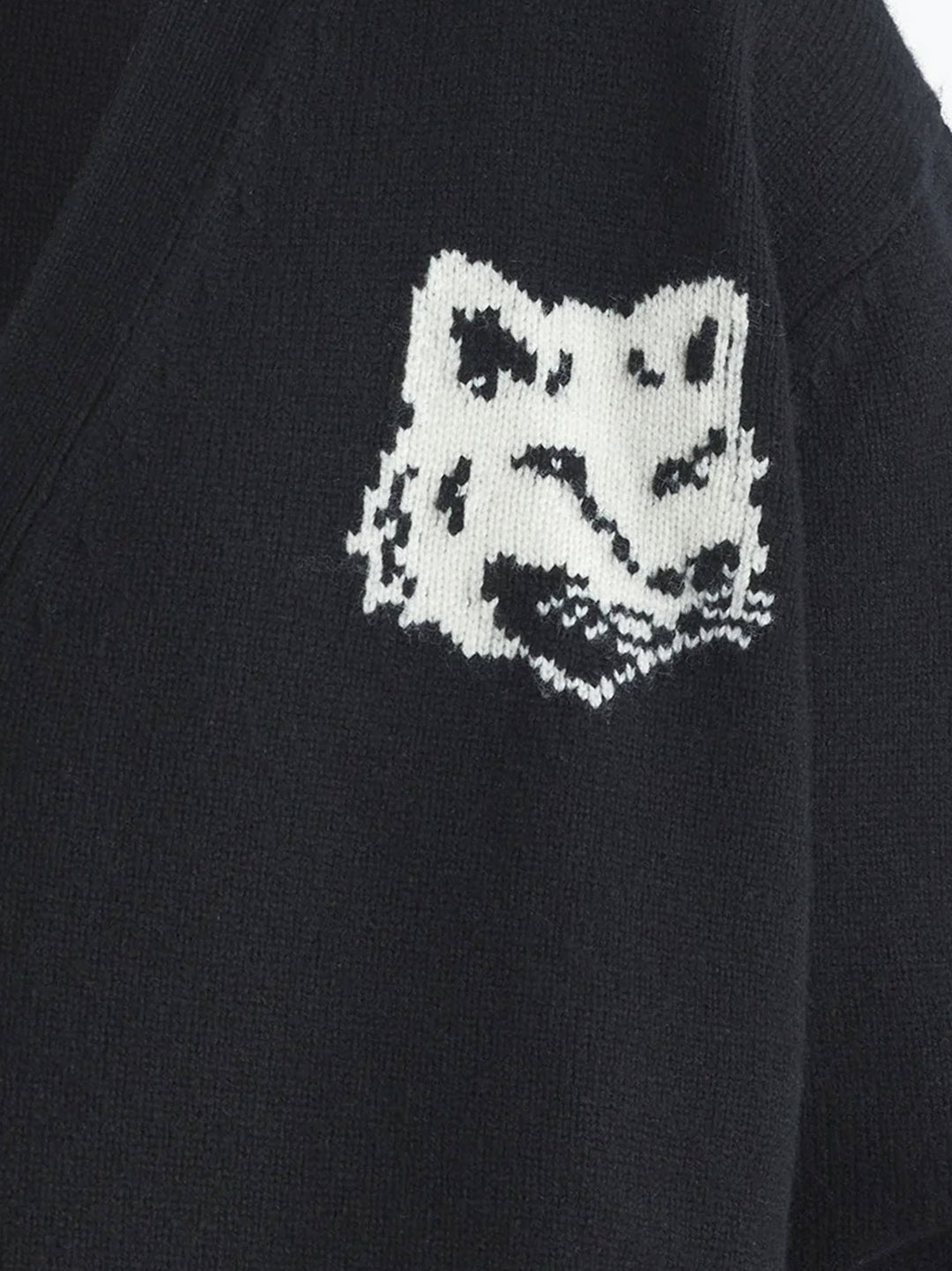 Wool cardigan with Fox logo inlay on the front