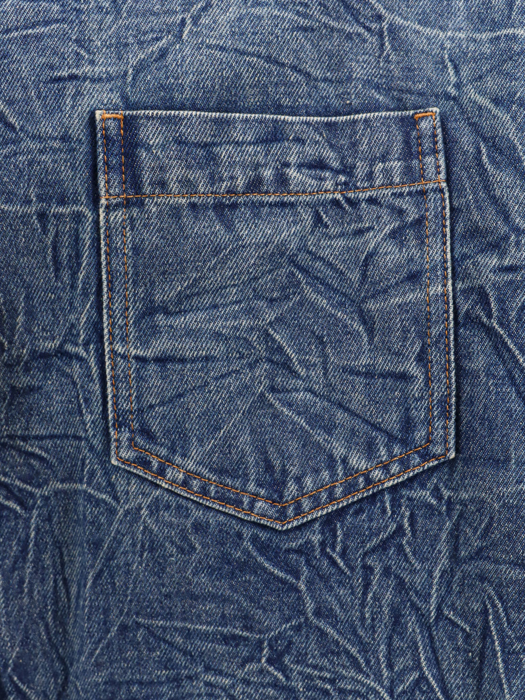 Crinkled denim shirt with Numeric Signature tag