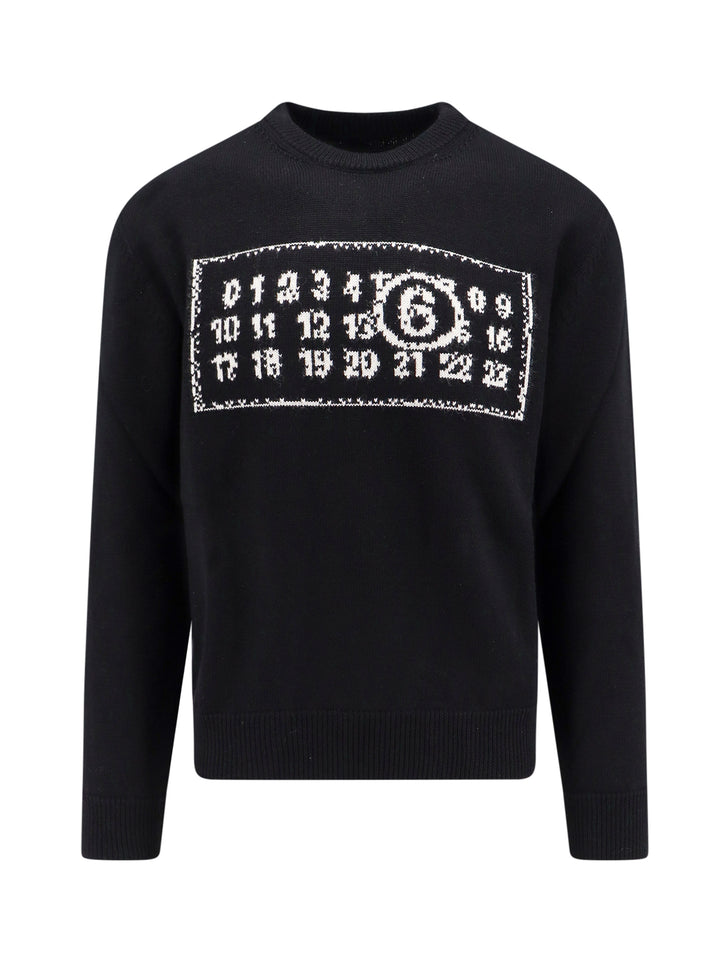 Wool blend sweater with iconic embroidery