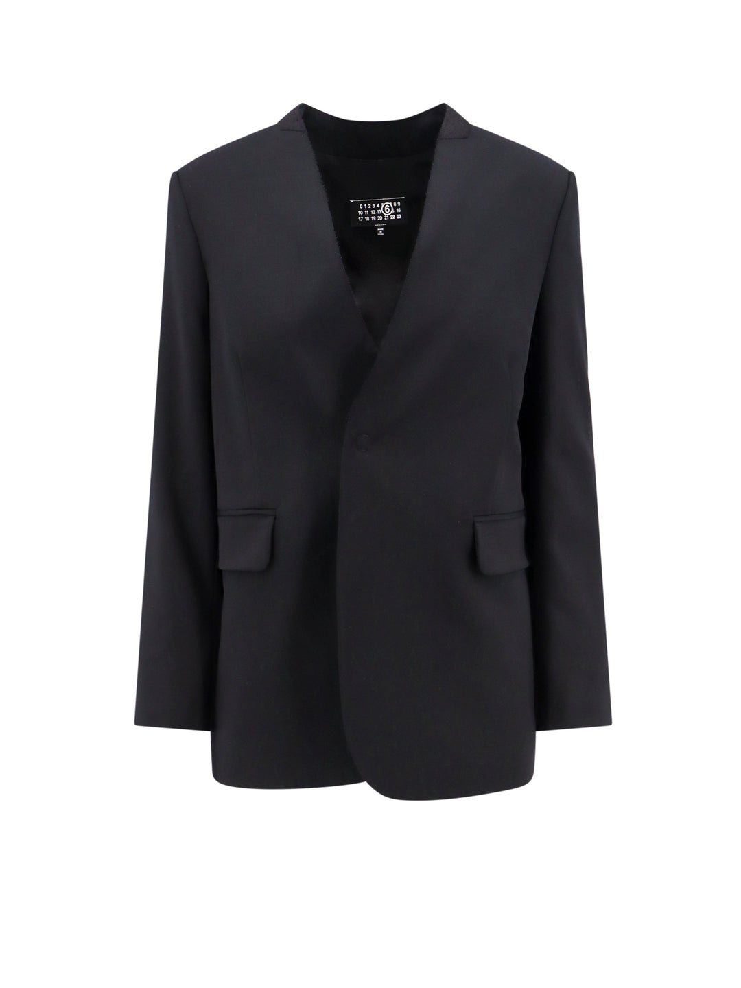 Virgin wool blend blazer with shoulder pads