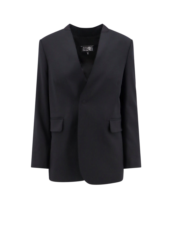 Virgin wool blend blazer with shoulder pads