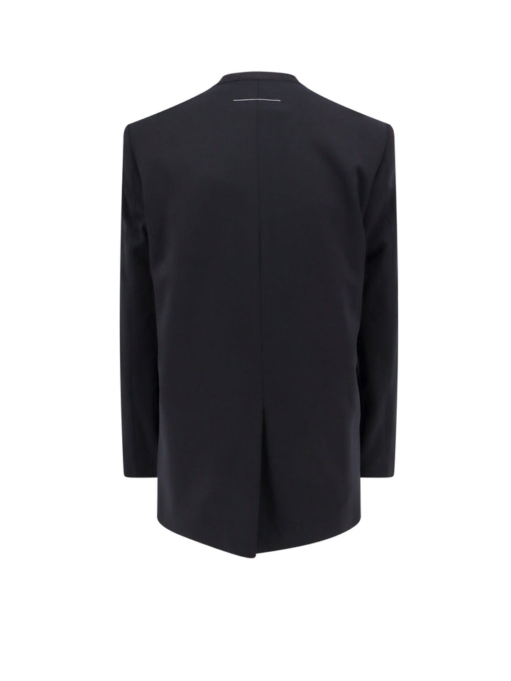 Virgin wool blend blazer with shoulder pads