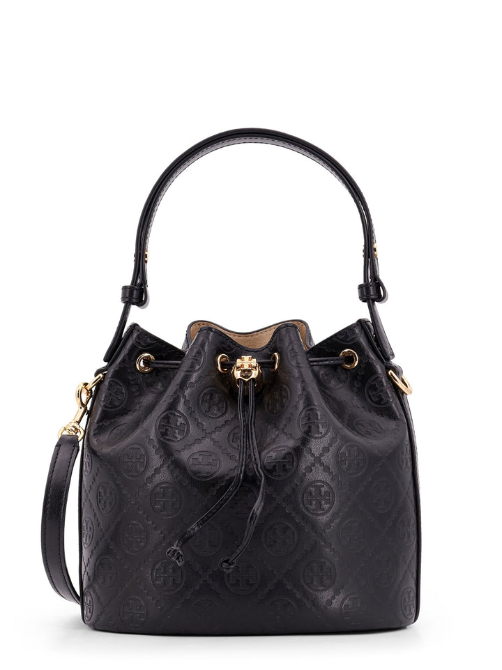 Leather bucket bag with all-over monogram