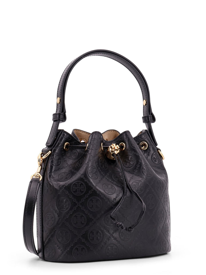 Leather bucket bag with all-over monogram