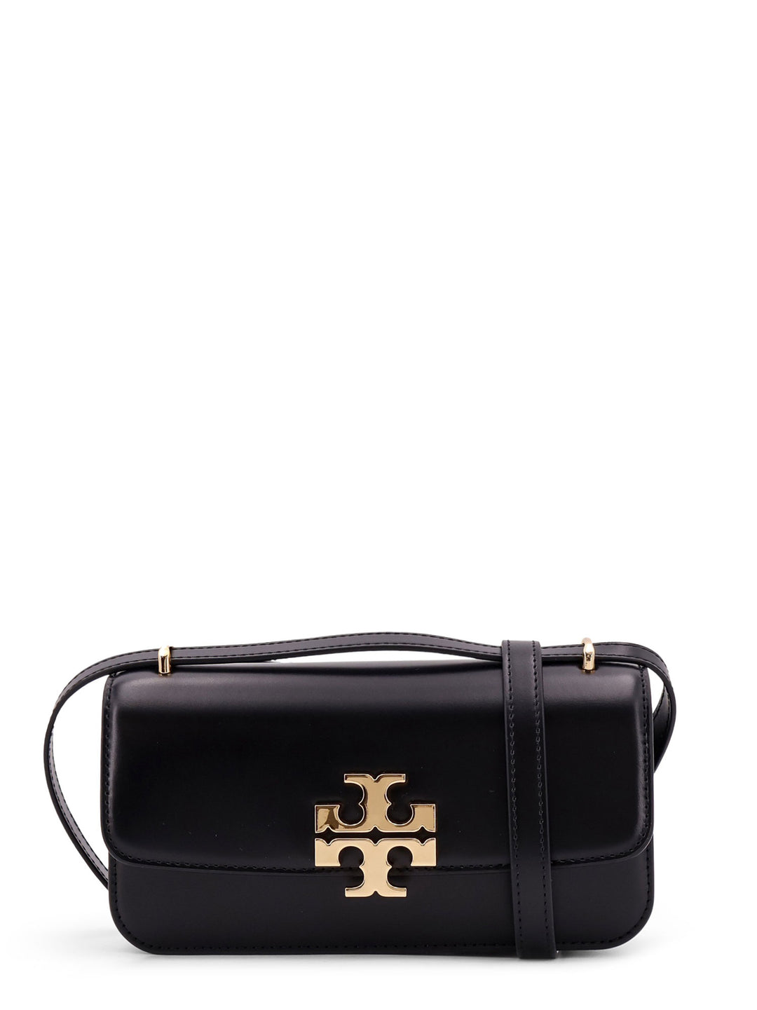 Leather shoulder bag with maxi metal logo