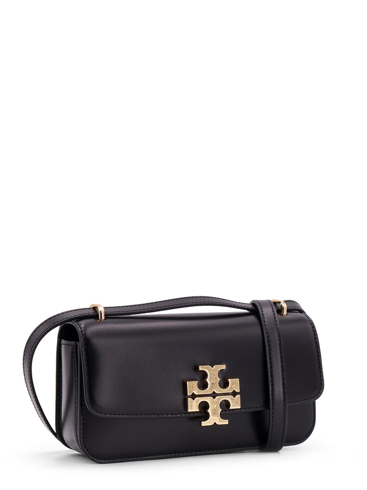 Leather shoulder bag with maxi metal logo