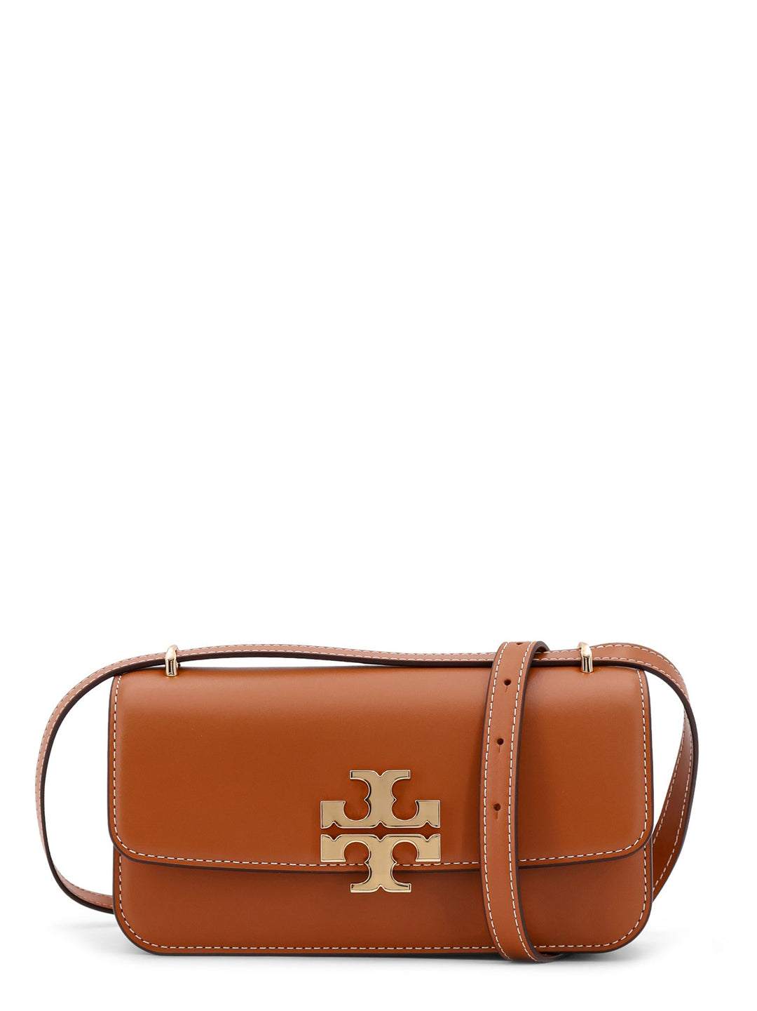 Leather shoulder bag with maxi metal logo