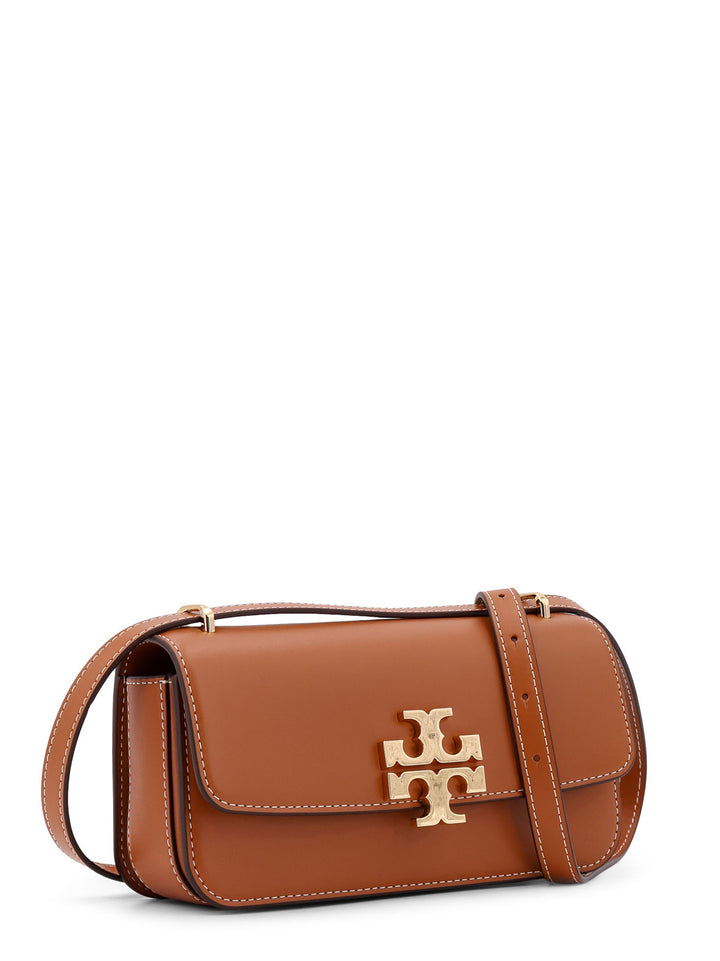 Leather shoulder bag with maxi metal logo