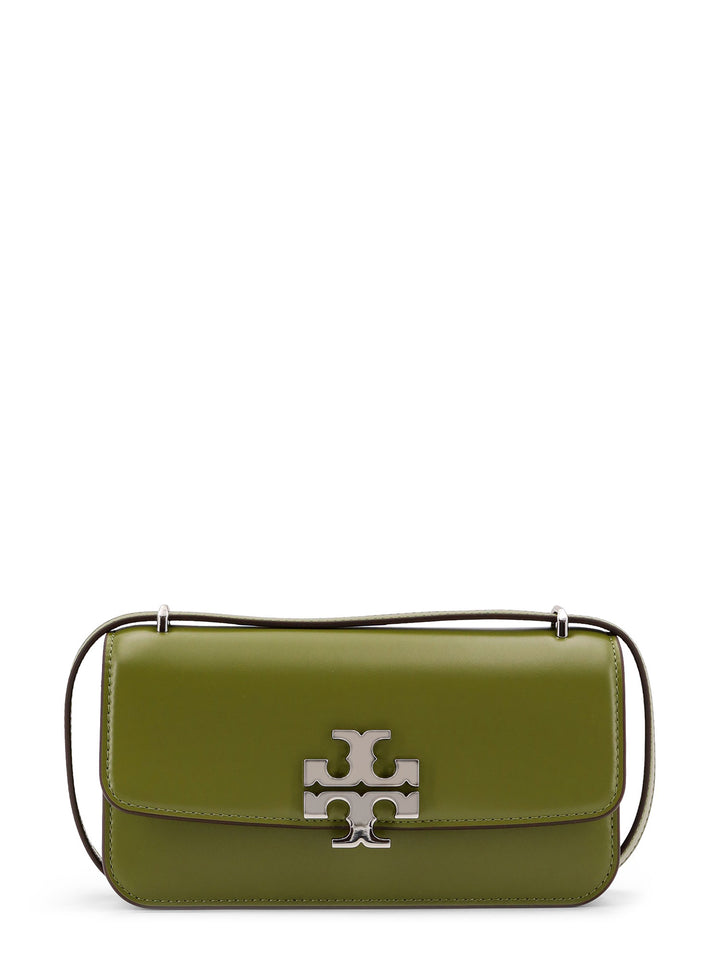 Leather shoulder bag with maxi metal logo