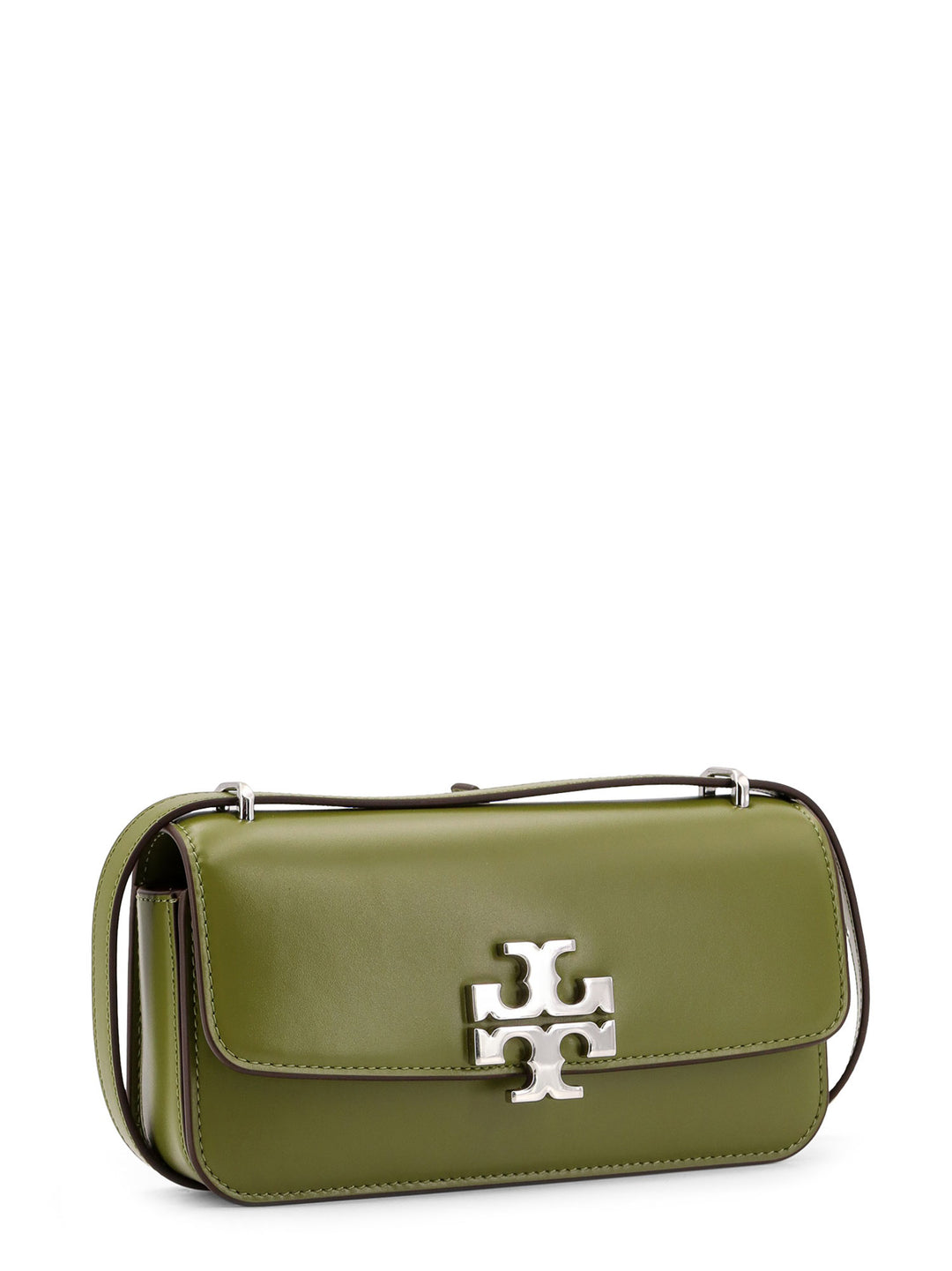 Leather shoulder bag with maxi metal logo