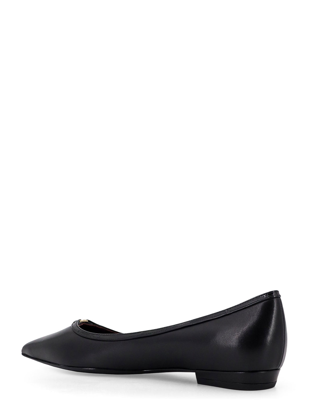 Leather ballerinas with patent leather profile