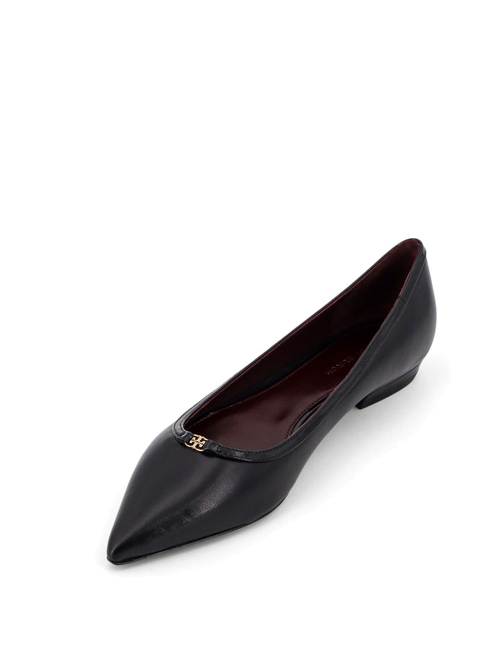 Leather ballerinas with patent leather profile